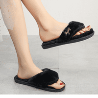 Fuzzy Fluffy otvoreni papuče s otvorenim nožnim prstima toplo udobne flip flop papuče za žene