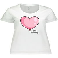 Inktastični ružičasti balonski srčani majica Plus veličine