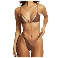 Visoko struk temmska kontrola rebrasta bikini gornji brazilski komad kupaćih komičara