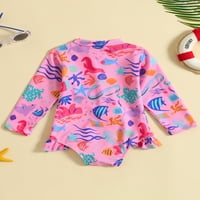 JXZOM Djevojke za bebe Djevojke jednodijelni kupaći kostimi morska životinja Print dugih rukava odjeća