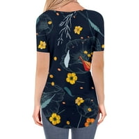 Ženska proljetna ljetna cvijeta tiskana majica kratkih rukava O-izrez Top Bluza Leisure Streetwear