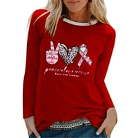 USMIXI Womens Duketshirt Plus Veličina Moda Dame Fight Ark Rak pulover Duks zimski ležerni srce Print