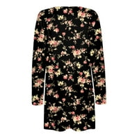 Yubatuo ženski modni labavi, ležerni džepovi cvjetni print s dugih rukava kardigan jakna vrhovi kardigan