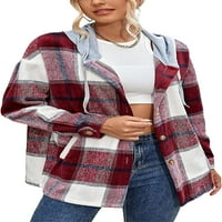 Womens Flannel plairani nosač vunene vunene mješavine majica pada modna jakna