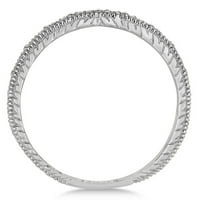 Milgrain Style Pave Set Diamond Ring u 14k bijelo zlato