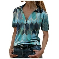 Majice u Inleife za žensko odobrenje Žene V-izrez Print Majice Modne udobne ženske bluze vrhovi
