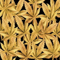 Zlatna marihuana napušta plakat tisak John Hyde 12573938