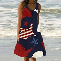 Turističke haljine za žene 4. jul Američka zastava Ispiši ljeto Ležersko rušenje bez rukava, haljina