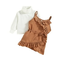 Durtebeua Baby Girl Outfits Outfits Crewneck Duks košulja TOP suknja Postavlja slatku odjeću za mališane