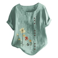 Delo za prodaju Ljetni vrhovi za žene cvjetna grafička majica kratkih majica s kratkim majicama sa majicom
