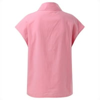 Havajske majice za žene s kratkim rukavima V-izrezom labava bluza čvrsto ispis ružičasta xxl