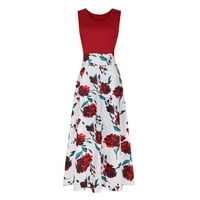 Haljine za žene Žene Ljeto bez rukava cvjetno tiskano od ispisane rukavice Casual Swing haljina Maxi