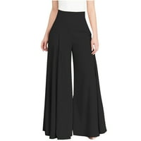 Crne znojne hlače za žene Žene Ležerne prilike pune elegantne hlače sa širokim nogama visoke struke