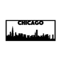 Cicago City Skyline Pejzaž - prekrasan čvrsti čelični ukrasni ukrasni znak metala metala zida