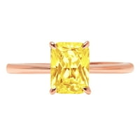 1. CT sjajan zračenje simulirano žuti dijamant 14k Rose Gold Solitaire prsten sz 9.25