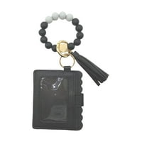 Narukvica za privjesak za privjesak za ključne kartice Nosač kreditne kartice Novčanik Key Ring Silikonski tassel Privjesak za ključeve perle na ženskim poklonima