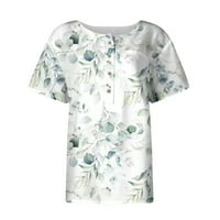 Plus veličine za žene ženski V-izrez kratki rukav cvjetni dame bluze casual majice za žene svijetlo