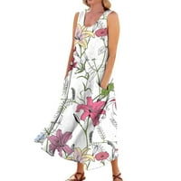 Umitay ljetni vrhovi ženska casual udobna cvjetna ručna haljina bez rukava bez rukava