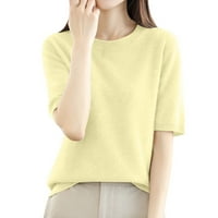 Majice za žene plus veličine okrugli izrez Solidna boja Base Knit majica