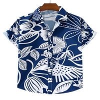 Avamo Muškarci Ležerne ljetne majice Kratki rukav lapelj bluza Modna boja Block Striped majica Havajski