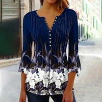 Fjofpr Ženska odjeća Ženska cvjetna tiskana tunika Tunts Ležerne prilike V-izrez ljetna osnovna bluza