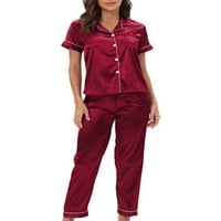 Bomotoo žene ravne pantalone pidžame set pune boje labave fit košulje Hlače Ljetna vrećica na noćnu