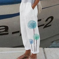 Soft Pajama pantalone za žene Žene Ljeto tiskani pamučni džep ravni rukav casual elastična struka labave