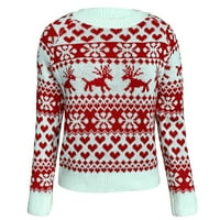 CLLIOS WOMENS ružni božićni džemperi dugi rukav kabel pletiva Top elegantna kleta džemper slatki pulover