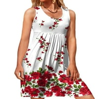 Leuncero Women cvjetna print plaža Summer bez rukava Swing haljina casual labavi odmor