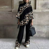 Objave za ženske hlače setovi elegantne modne casual odijelo Ispis pletene kornjače Loose Wide nogave