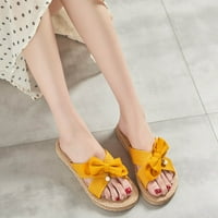 Josdec ženske cipele za čišćenje ljeto tkani flip-flops sa bisernom žutim lukom ravne sandale za plažu