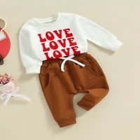 Thaisu Toddler Baby Jesenski set odjeće, pismo Ispis Dugih rukava Pulover okruglog vrata + elastične