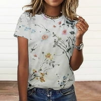 Ženske cvjetne majice kratki rukav ljetni vrhovi za žene casual cofy bluza gornja majica za tinejdžer