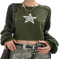 Danceemangoos Fairy Grunge odjeća Y2K estetski blok u boji Patchwork usev vrhovi 90-ih Trendy Crewneck