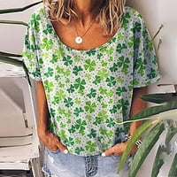 Ženske bluze Žene Modni četveronožni tiskani majica s kratkim rukavima Okrugli vrat Green XXXL