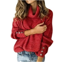 Fesfesfes Ženski džemper džemper pleteni džemper od džumnika pune boje dugih rukava na dugih rukava