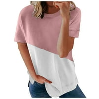 Košulje za ženske ležerne modne modne ukrašavanje kratkih rukava okrugla pulover tanke majice ružičaste