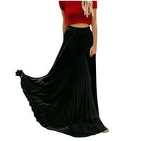 Ženska naborana suknja elastična visoka struka Flowy Mixi suknje modne pune boje A-line Flared Swirt