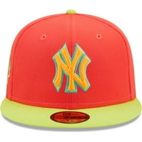 Muška nova era Red Neon Green New York Yankees Lava Highlighter Combo 59Fifty ugrađeni šešir