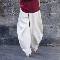 TUPHREGYOW ženske pamučne labave pantalone čišćenje Classic Solid Nasled udobne hlače Baggy sa džepovima