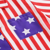 Mabineo Kids Boys majica, kratki rukav za spuštanje zvijezda Stripes Ispis ljetnih vrhova odjeću za dan nezavisnosti