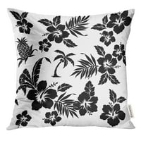 Crna tropska hibiskusa bijelog cvijeta silueta baca jastučnicu za jastuk za jastuk