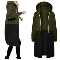 Ženske plus veličina nejasna jakna Ženski topli patentni zatvarač Otvorene duksere Dugi kaput jakna