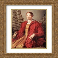 Agnolo Bronzino Matted Gold Ornate uramljena umjetnička štampa 'Portret dame'