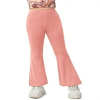 LANGWYQU Čvrste boje djevojke visoke pantalone s visokim strukom dječje joge nogavice 4- godine