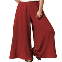 LUXPLUM Ženska dna solidne boje duge hlače Široke noge pantalone Ležerne prilike sa labavim pamučnim