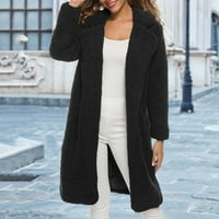 LISINGTOOL zimski kaputi za žene dame modne čvrste boje dugih rukava srednje dužine janjeći baršunasti kaput od vune za žene žene
