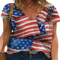 Abtel dame Ljeto na vrhu američke zastave Print majica Casual majica Žene Comfy Dailywer TEE VCX-XPS