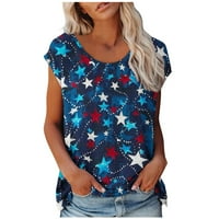 Yyeselk Dan nezavisnosti Bluze Žene Američki blok zastave 4. srpnja T-majice Kratki rukavi kape rukave