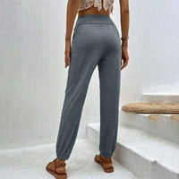 TUPHREGYOW ženske rastezanje mršavih hlača Čvrsta klasična ravna noga sa džepovima hlače visoke struke